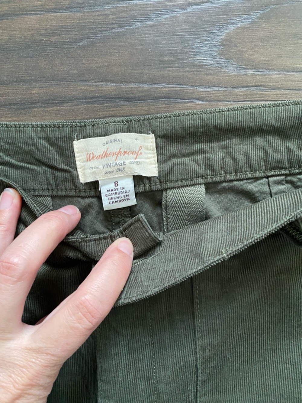 Weatherproof Olive Wide-leg Stretch Corduroy Pants Casual Size 10 - Picture 3 of 9